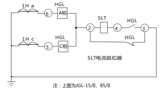 JGL-11/Ⅱ二相靜態(tài)反時限過流繼電器典型應(yīng)用接線圖