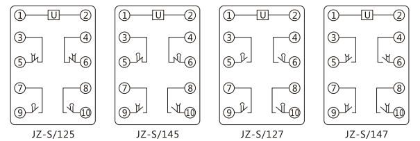 JZ-S/4420靜態(tài)可調(diào)延時中間繼電器內(nèi)部接線圖及外引接線圖